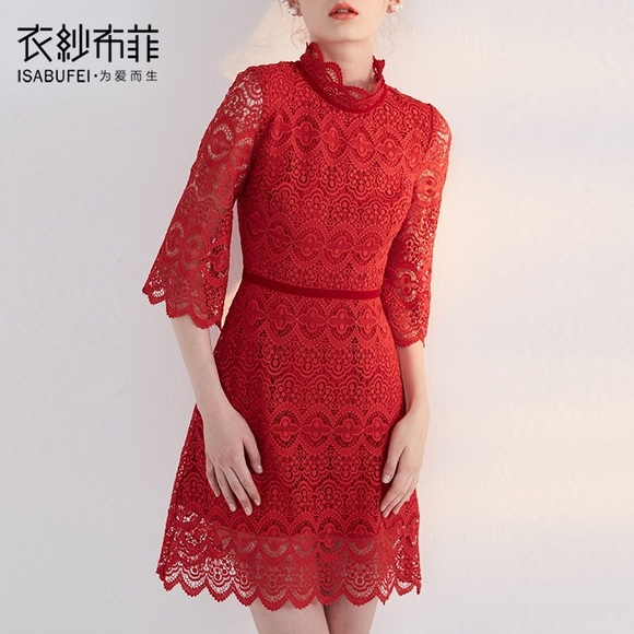 Lace bell sleeves mini dress - Picture 1 of 12